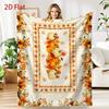 280gsm Heavyweight Autumn Harvest Blanket Suitable for - Cozy Throw with Cream Base, Orange Pumpkins & Maple Print, Soft Flannel Bedspread for Sofa Be