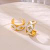 Elegant Four-Leaf Clover Zircon-Encrusted Hoop Earrings - Luxury Vintage European & American Design