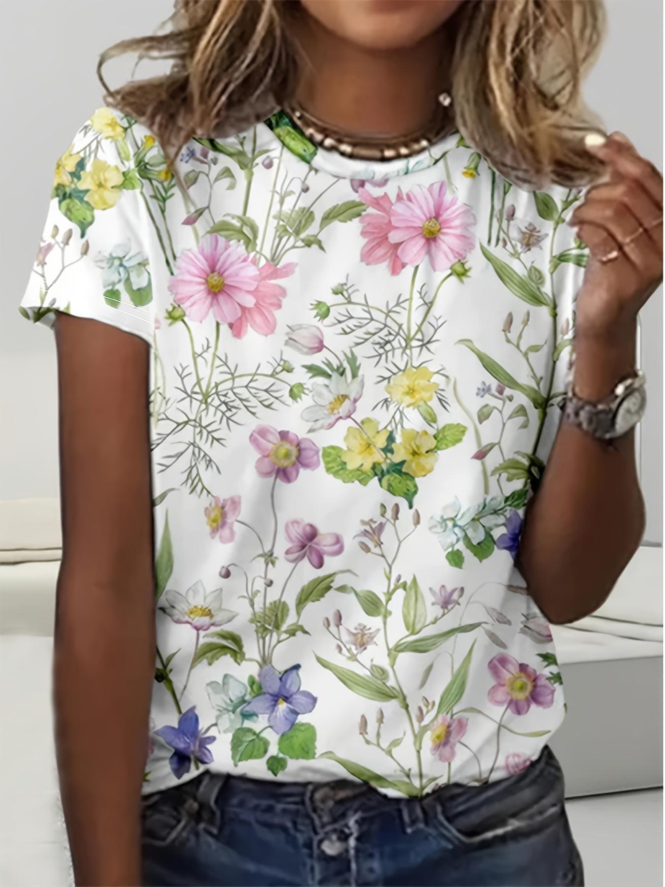 White Watercolor Flower Women s T-shirt - Soft Pink Flower Pattern Pattern XS