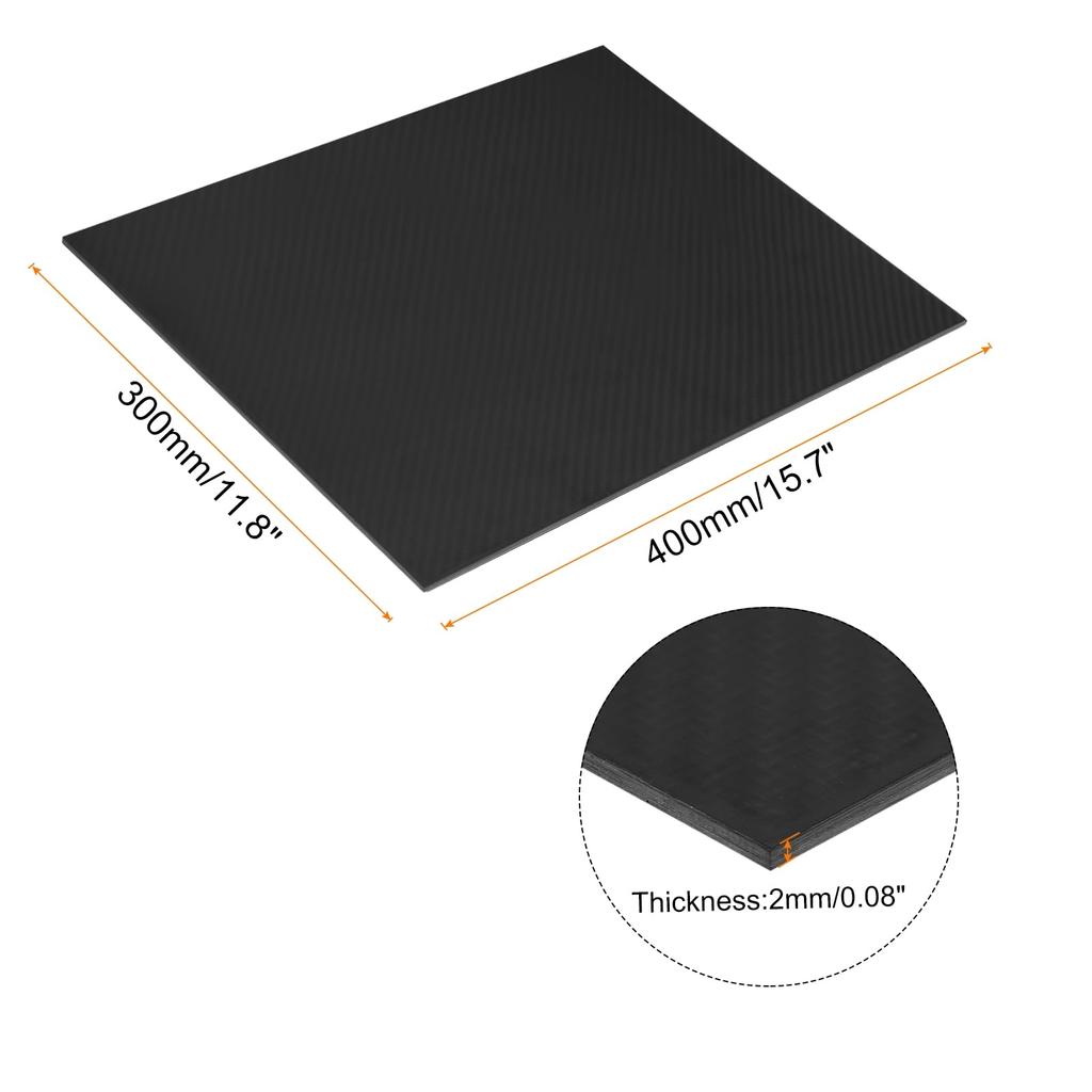 Uxcell 1pc Carbon Fiber Sheet 400x300x2mm Pultrusion Flat Carbon Fiber Board Plate Diagonal Weave Panel Sheet for Kite RC Airplane
