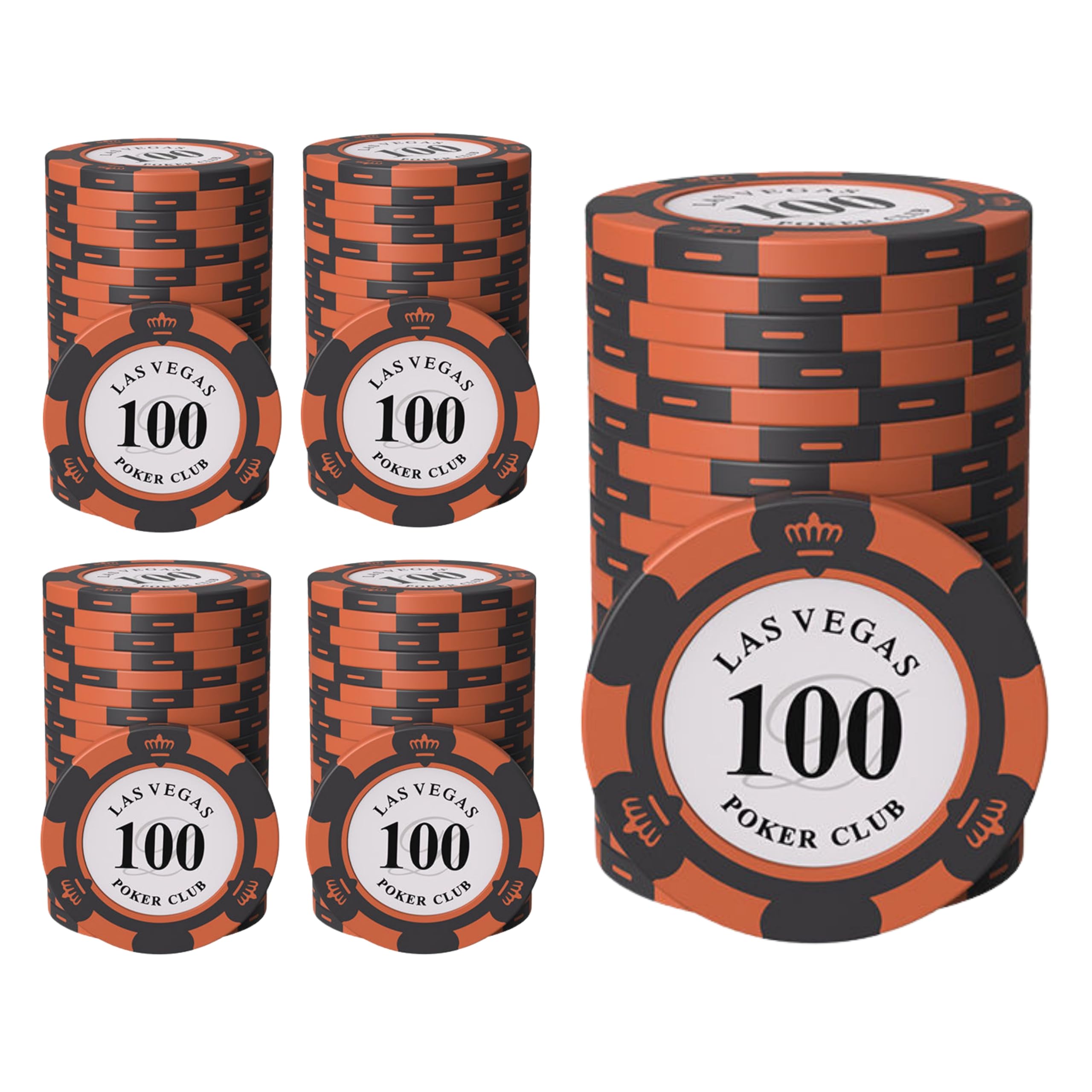 

East Leaf Poker Chips, Clay Casino Chips, 100 Face Value, Single Chip Set of 100 with Metal Inserts, Premium Quality, Authentic Design for Card Games