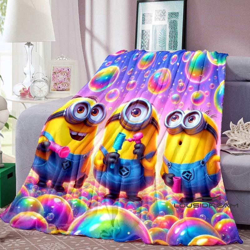 Kawaii (Minions) Cartoon Blanket with Big Eyes, Soft and Comfortable Flannel Blanket Suitable for Travel and Home Use.