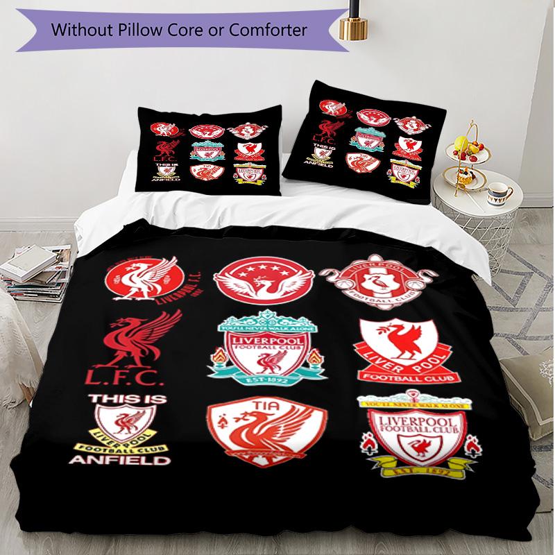 Set copripiumino 3 pezzi (1*Copripiumino + 2*Federe, Senza Nucleo), Set Biancheria da Letto Morbido Stagione Unica Liverpool F.C. Stampa, Regalo Decorazione Camera da Letto Casa