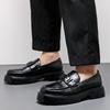 20252025 Muffin heel platform shoes men's metal buckle one-pedal loafers men's large-size small leather shoes