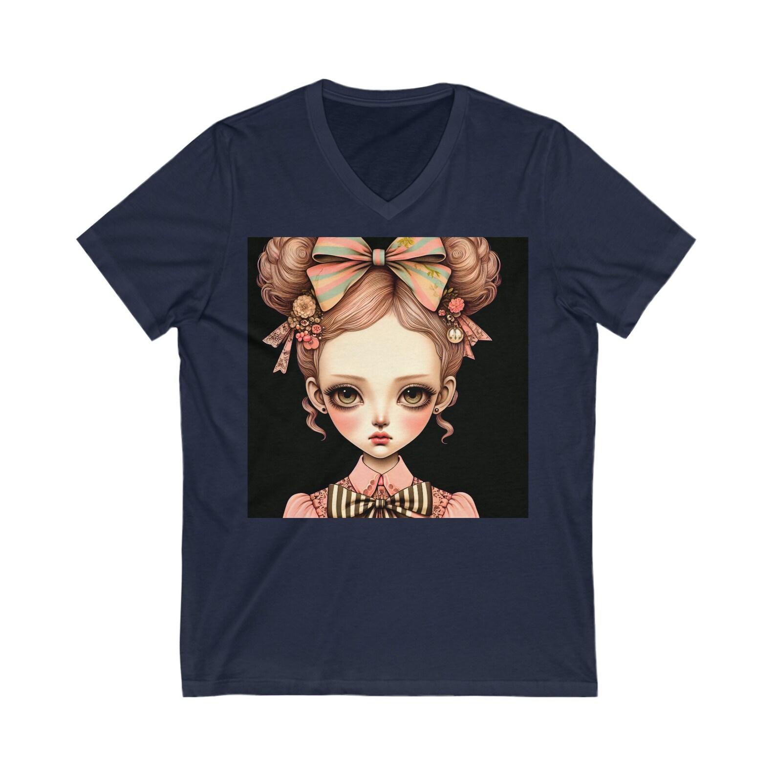 Elegant School Girl V-Neck Tee 130