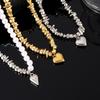 Love Heart Charm Irregular Shape Beaded Neck Chains Choker Necklace Trendy Chunky Short Collar Necklace Statement  Women