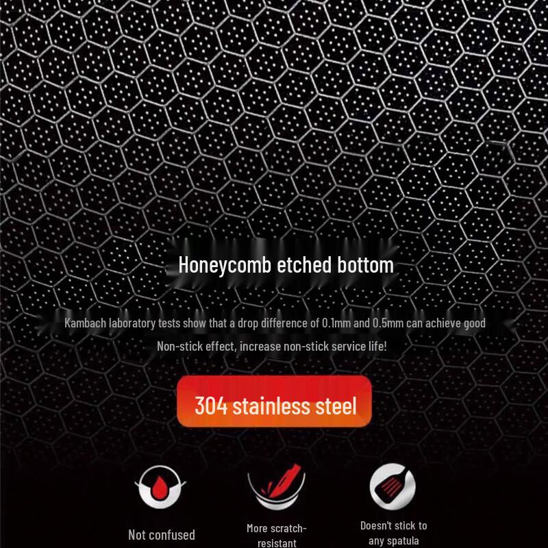 KOBACH 32cm Honeycomb 304 Stainless Steel Non-stick Wok