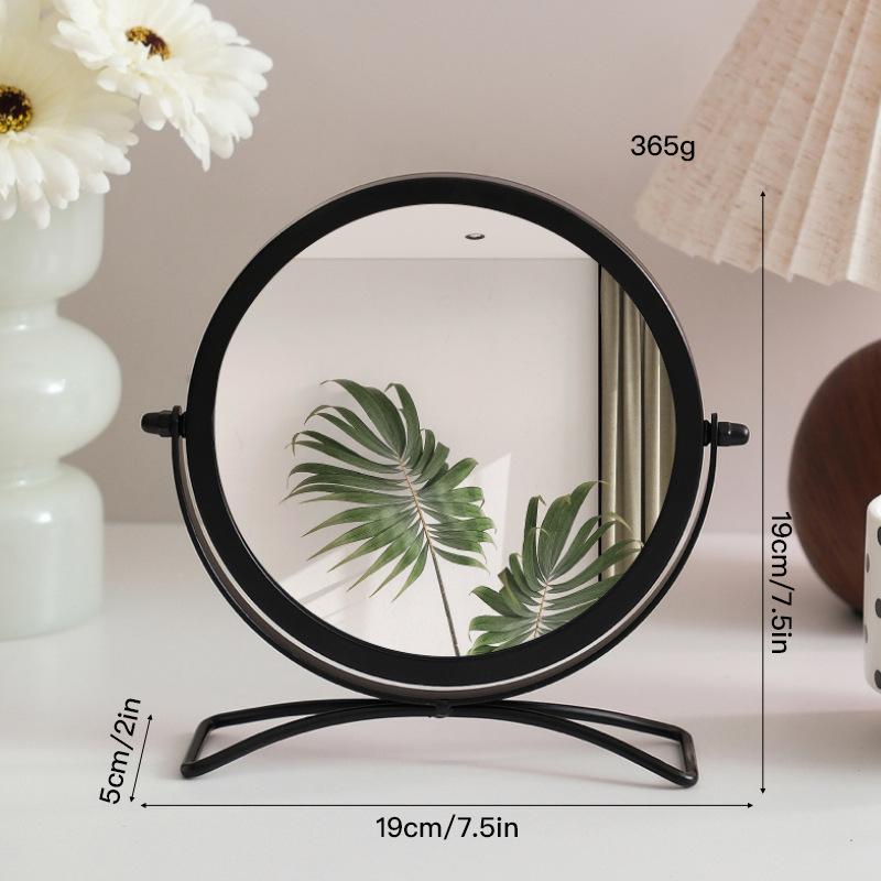 Desktop Makeup Mirror Household Bedroom Vanity Mirrors Dormitory Single-sided Mirror 360° Rotatable Iron Frame Cosmetic Mirrors
