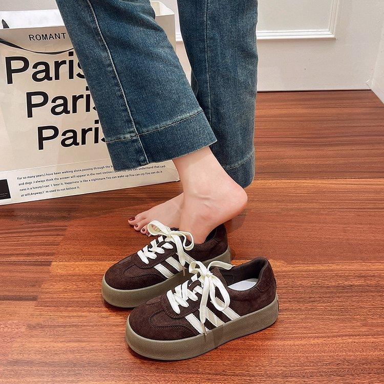 Leather popular breathable mesh yellow German training shoes women's 2025 new spring and summer versatile candy color board shoes Forrest Gump shoes