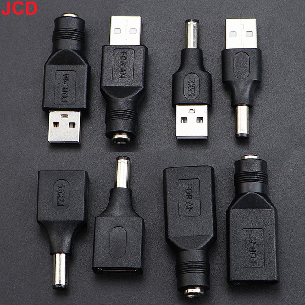 JCD 5pcs 5.5*2.1mm Female Jack Socket to USB 2.0 Type A Male Plug DC Connector 5V Power Plugs Adapter for Laptop