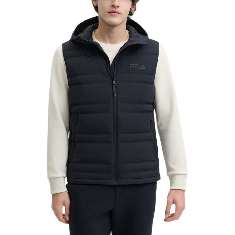 Fila X Rousseau Heritage Series Fashion Casual Warm Hooded Down Vest Men Vest Black F11M448911F-BK