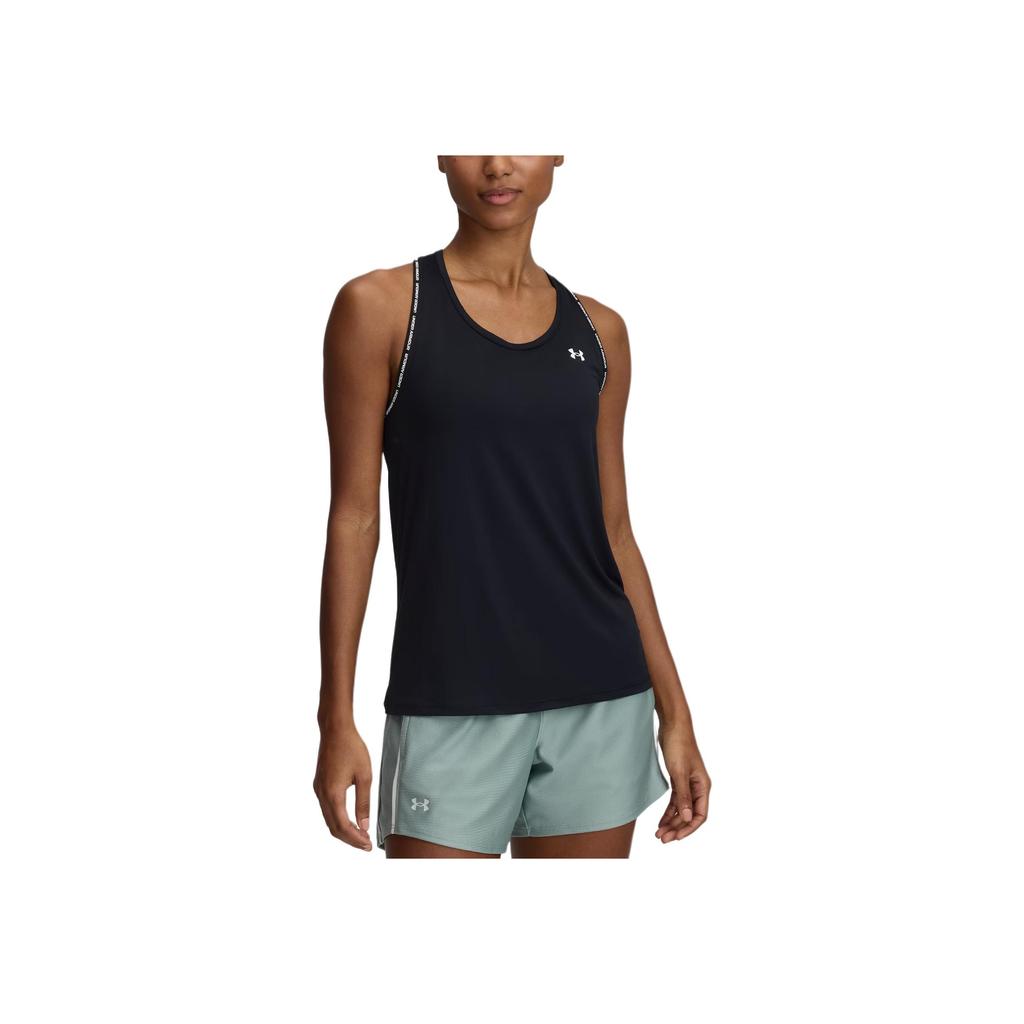 Under Armour Knockout Tech Sleeveless Tank Top Women Tops Black White 1389851-001
