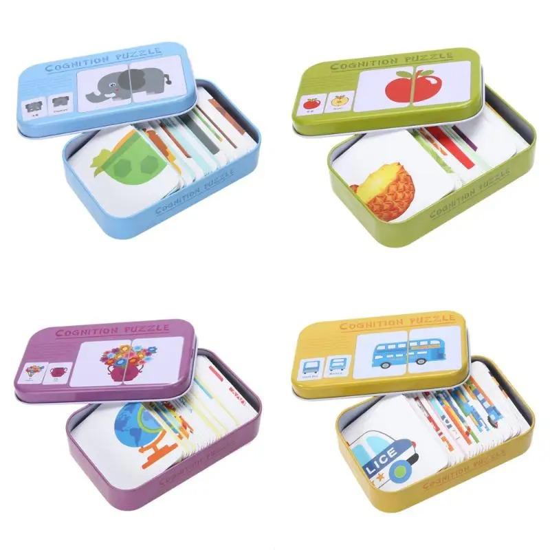 Discover Intime Children Montessori Infant Early Instructive Puzzles Toy Matching Activity Cognitive Card Car Fruit Animal Life Puzzle Children Playthings