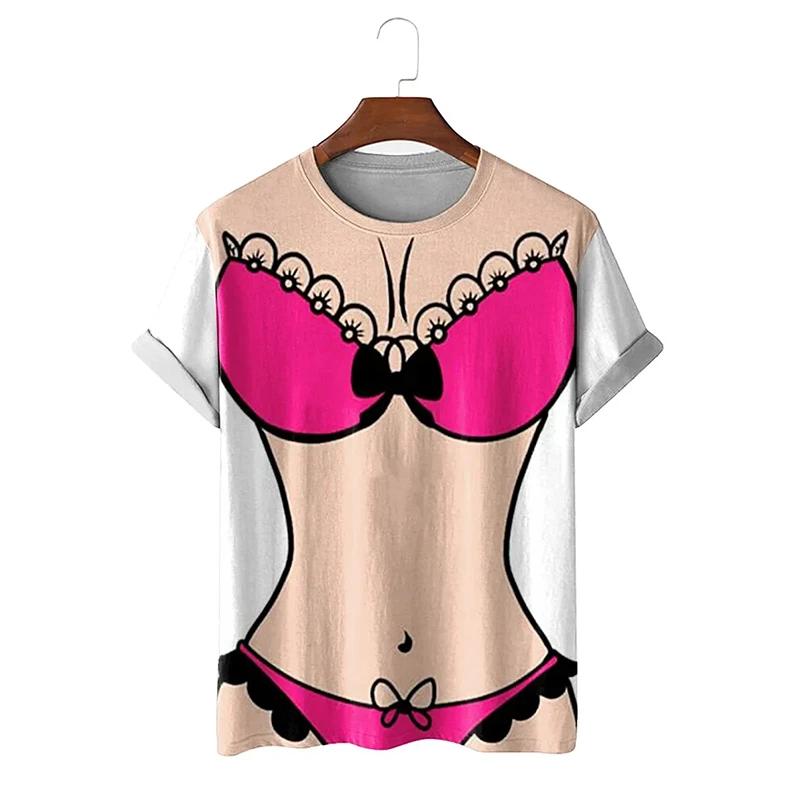 

2025 Летняя забавная 3D мужская футболка с коротким рукавом, забавная графическая футболка с коротким рукавом для косплея, новинка, сексуальная футболка большого размера, уличный забавный топ 3XL