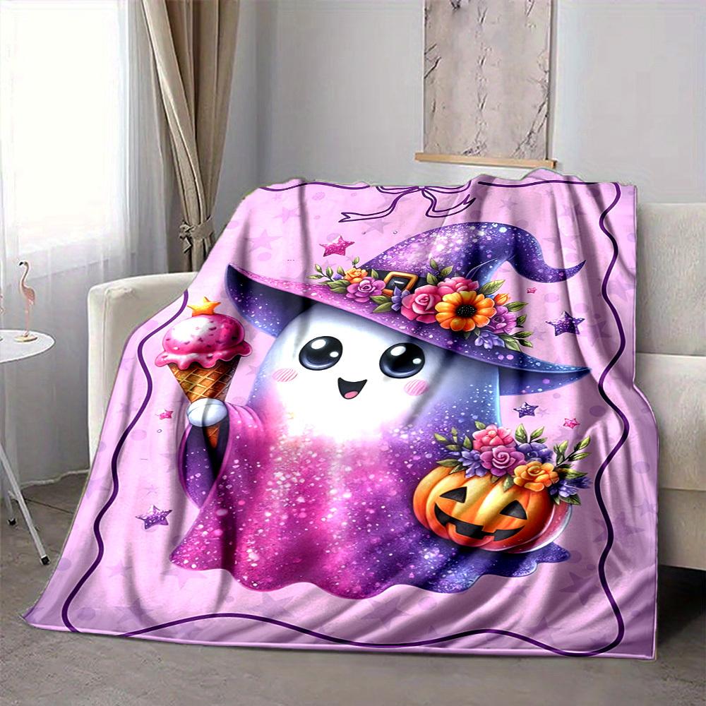 1pc Halloween Ghost Blanket - Lightweight Flannel Fleece with Digital Printing, Soft Warm for Sofa, Travel, Camping, Office yy251018290