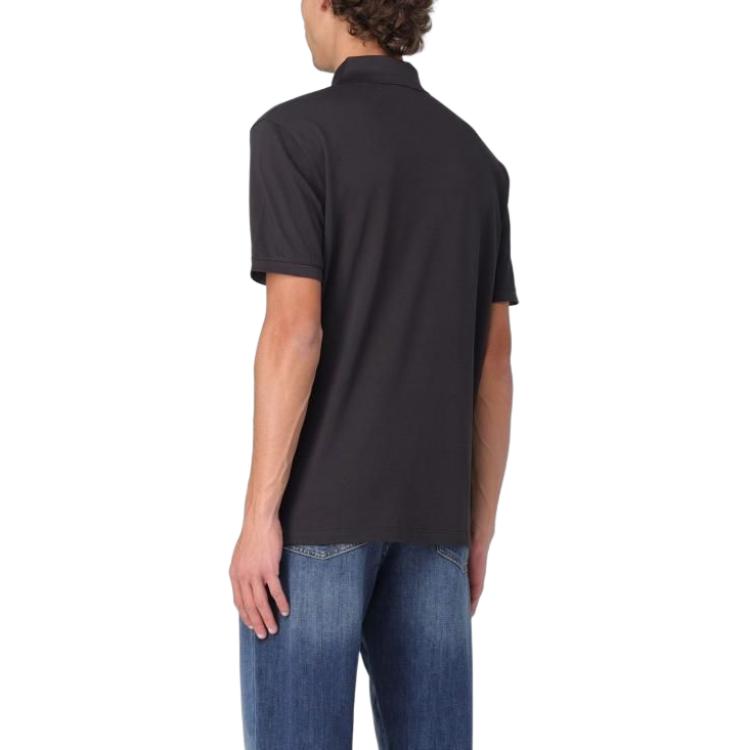 Emporio Armani Ss25 Solid Color Polo Shirt Men Tops Black EM0008-54AF1-2955