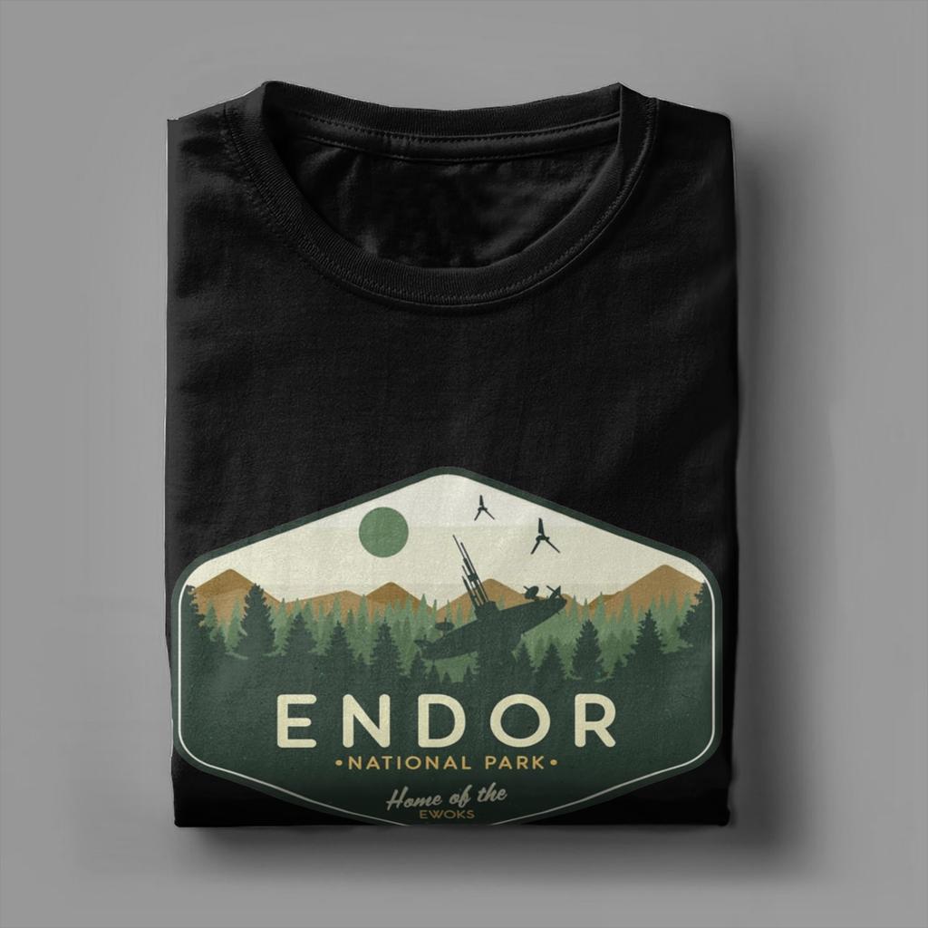 Endor Nationalpark Heimat der Ewoks T-Shirt für Herren Tatooines Baumwoll-T-Shirt O-Ausschnitt Kurzarm T-Shirt Geschenkidee Kleidung