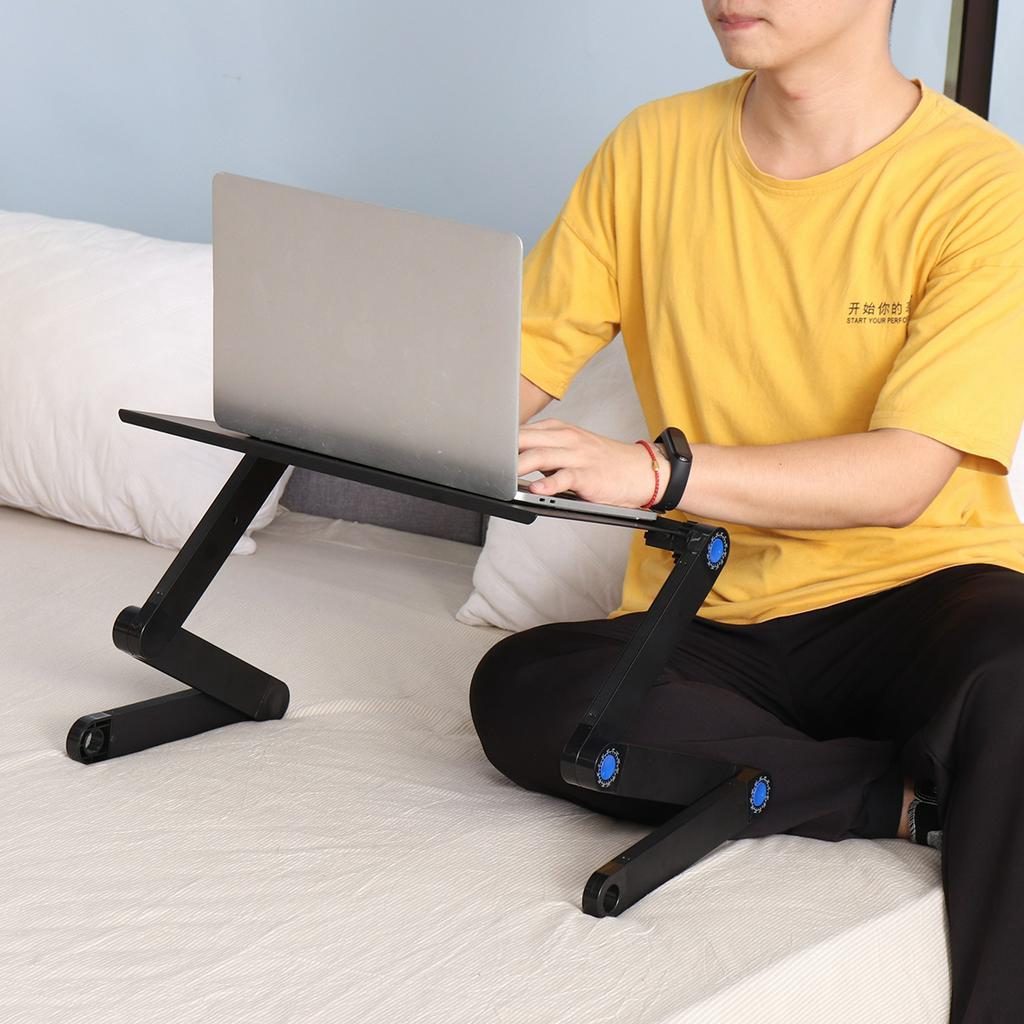 15KG Notebook Desk For Ultrabook, Netbook Or Tablet With Mouse Pad Black Laptop Table Stand With Adjustable Folding Ergonomic Design Stand