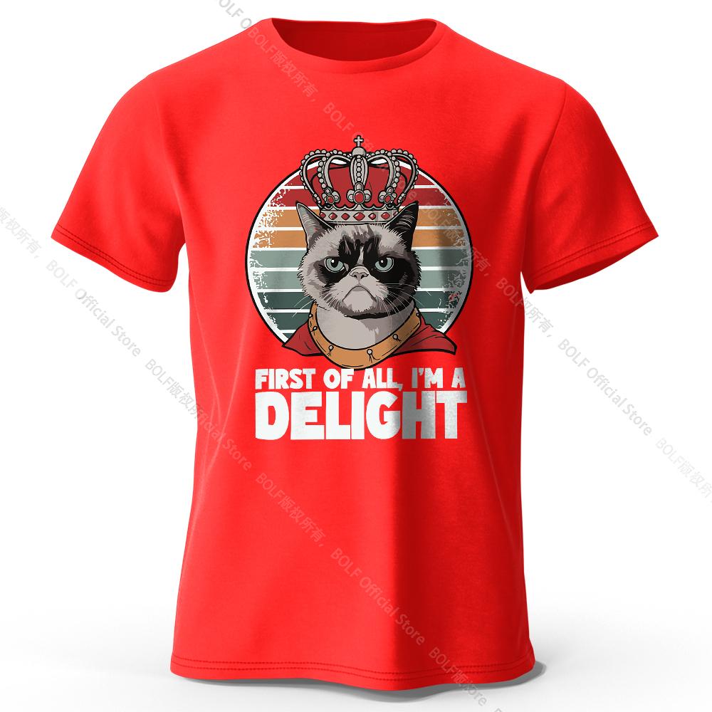 Men's First of All I'm A Delight Printed T-Shirt 100% Cotton Oversized Sassy Graphic Tees for Women Summer Confidence Streetwear