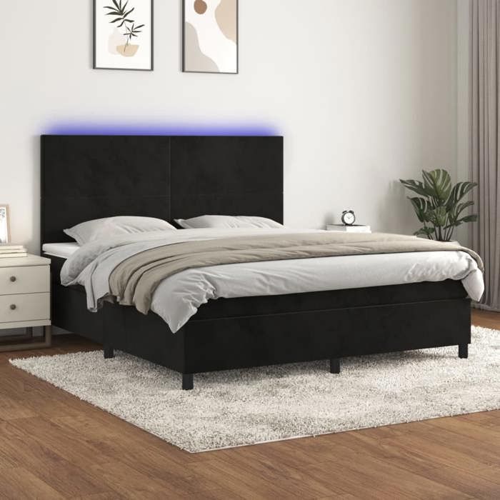 VidaXL Sommier à Lattes de Lit avec Matelas LED, Lit Rembourré, Lit Double, Lit Adulte de Chambre à Coucher Intérieur, 3136019