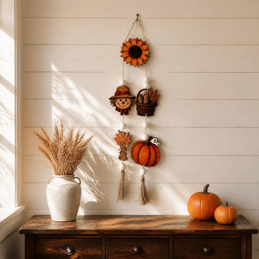 Corn Basket Fall Harvest Wooden Wall Hanging 2D Flat Print Autumn Decor Plaque  Farmhouse Home