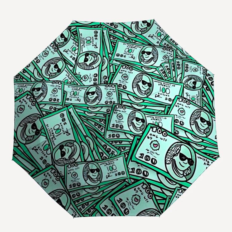 

1pc Money Dollar Bills Automatic Open/Close Umbrella Compact Folding Umbrella, All-Season Portable Umbrella for Women/Men F1124371