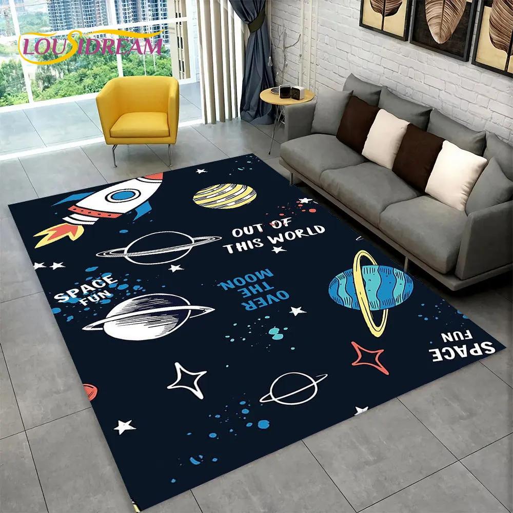 Dywanik z kreskówkowym astronautą kosmicznym 3D, Dywanik do domu, salonu, pokoju dziecięcego, pod sofę, wycieraczka, Mata podłogowa dla dzieci antypoślizgowa