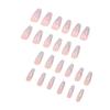 24Pcs Glossy Ballet Press On Nail with Glitters French Tips Full Cover Artificial Nail Manicure Decoration for Women