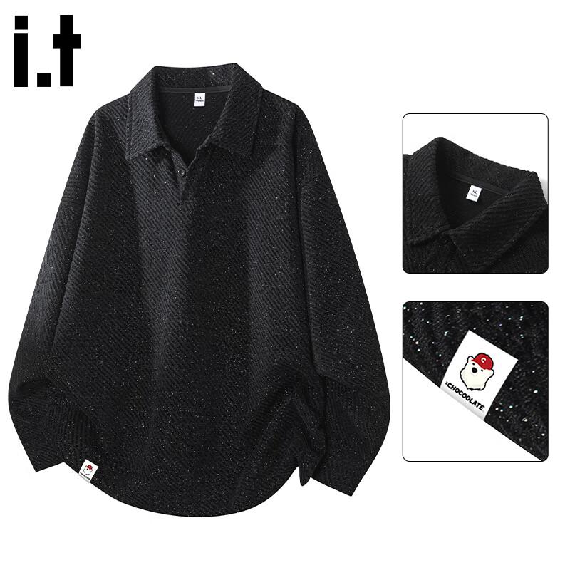 

:CHOCOOLATEit Men s Retro Loose Collared Sweatshirt 3XL