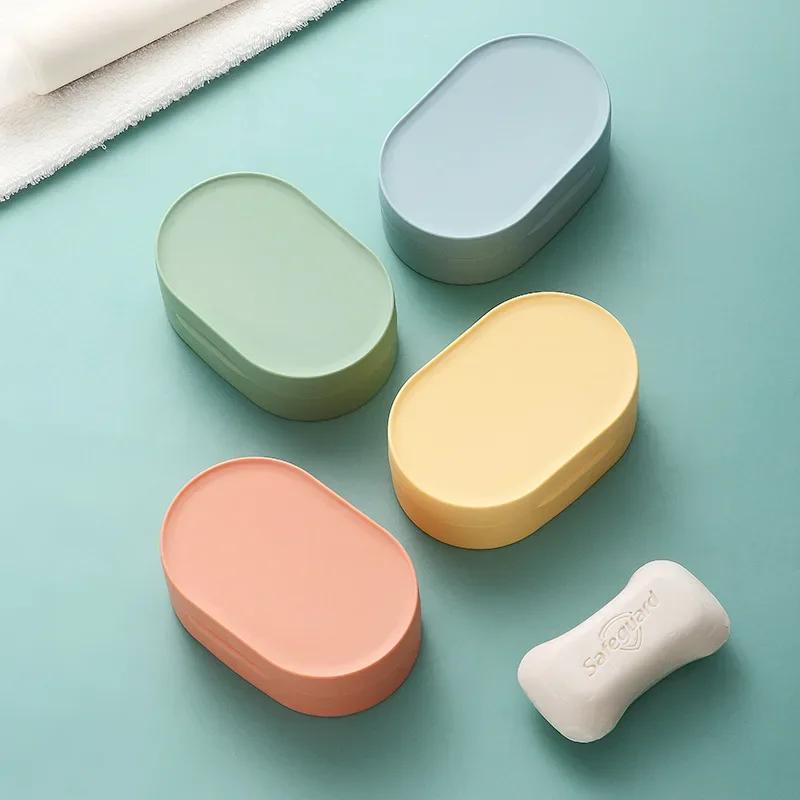 Travel Soap Box Portable Creative Waterproof with Cover Plastic Bathroom Storage Sealed Box Bathroom Accessories  Soap Dish