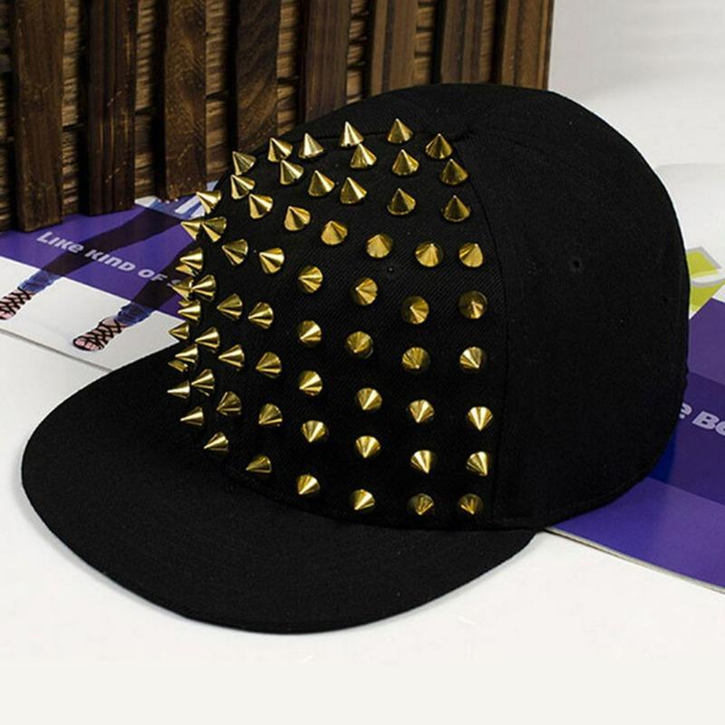 2026 Unisex Fashion Rivet Flat Hat Punk Rock Hip Hop Stud Baseball Caps Y2K Snapback Cap Outdoor Sports Adjustable Hats Gorras