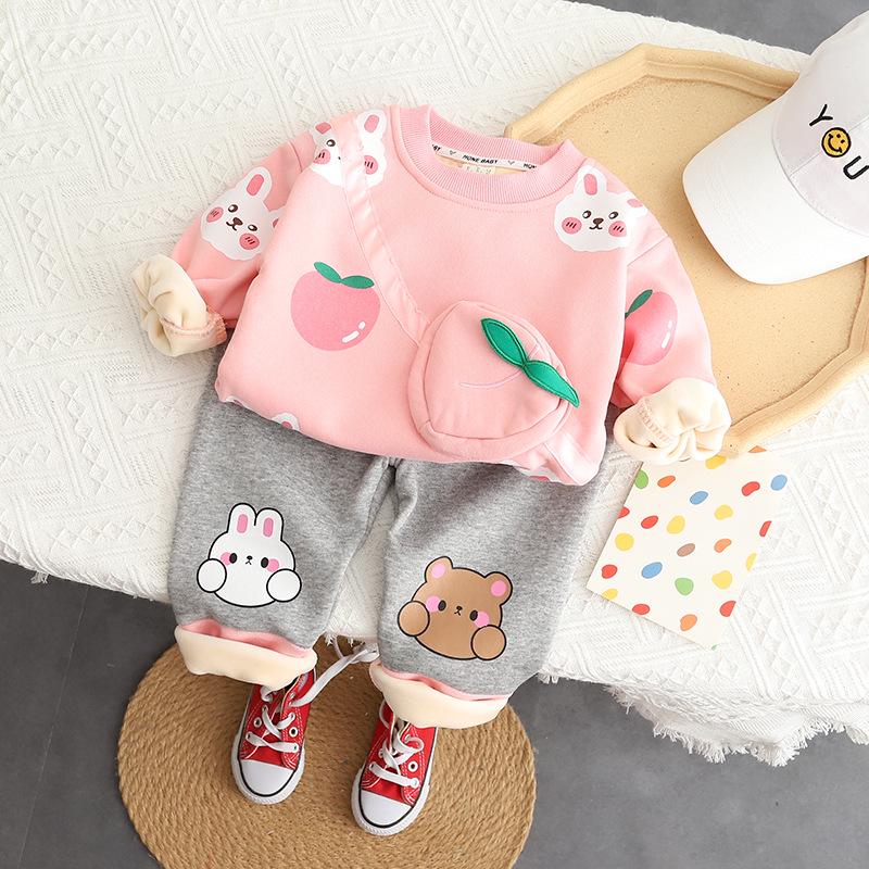 

Новое поступление 2023 г.: Милый бархатный костюм-свитшот с рисунком для девочек на осень и зиму 110 cm