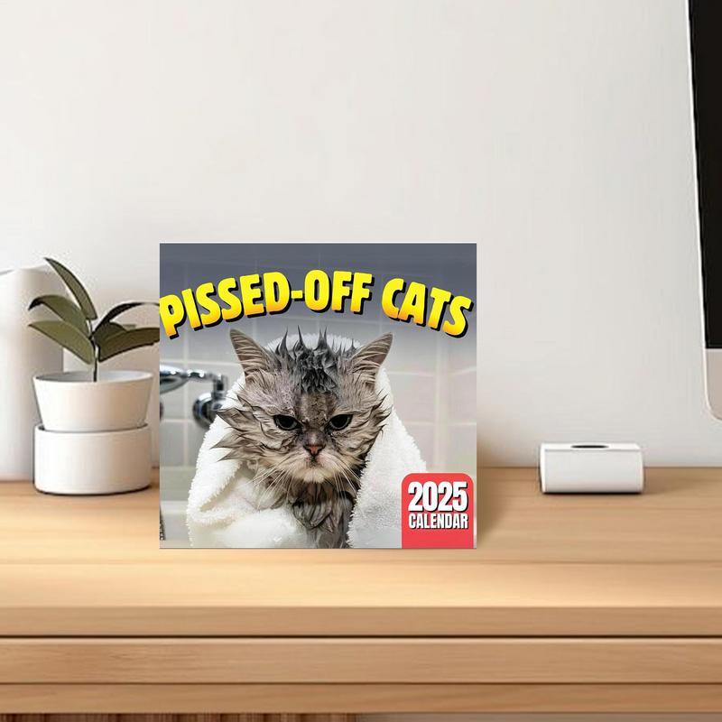 2025 New Pissed-Off Cat English Calendar Wall Calendar Fun Cute Wall Art Calendar Office Supplies Every Day Can Be Celebrated