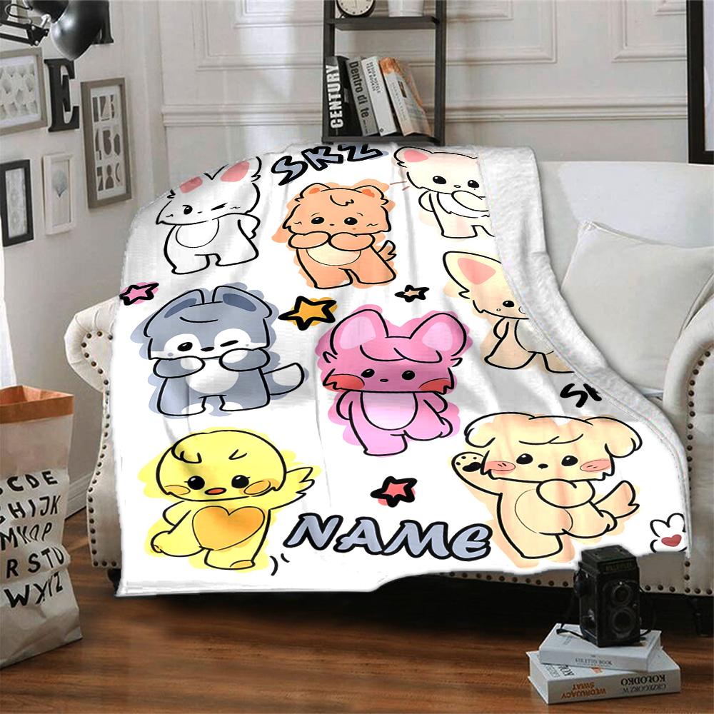 Customizable Kpop Team7 Throw Blanket – Personalized Name, All-Season Cozy Snug Blanket, Machine Washable, Personalized Blanket