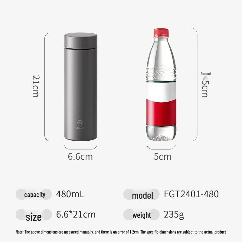 Fuguang 480ml Men s Pure Titanium Insulated Tea Infuser Bottle 480ml