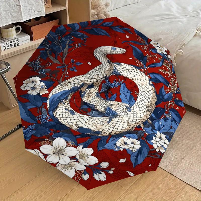 1PC Snake Flowers Umbrella-8-Rib Reinforced Portable Folding Travel Suitable for All Seasons Outdoor Daily Use Is an Ideal Choice -K0416