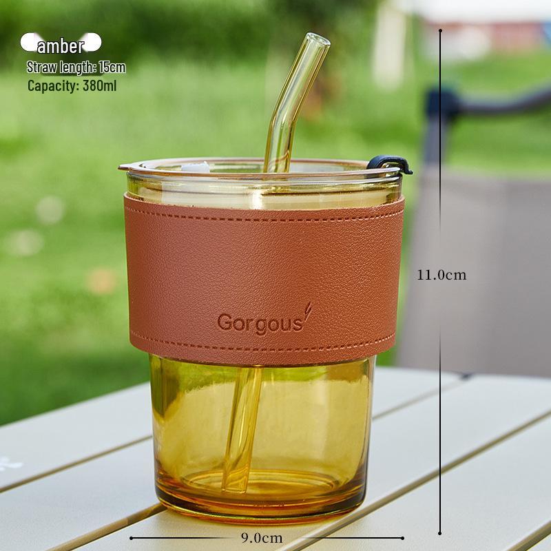 Bamboo Joint Double Drink Glass with Lid - Customizable Logo Coffee Cup
