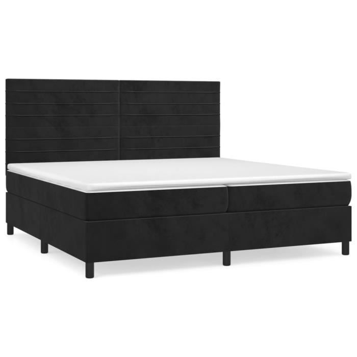 3143105 vidaXL Divan Bed and Mattress Black 200x200 Cm Velvet