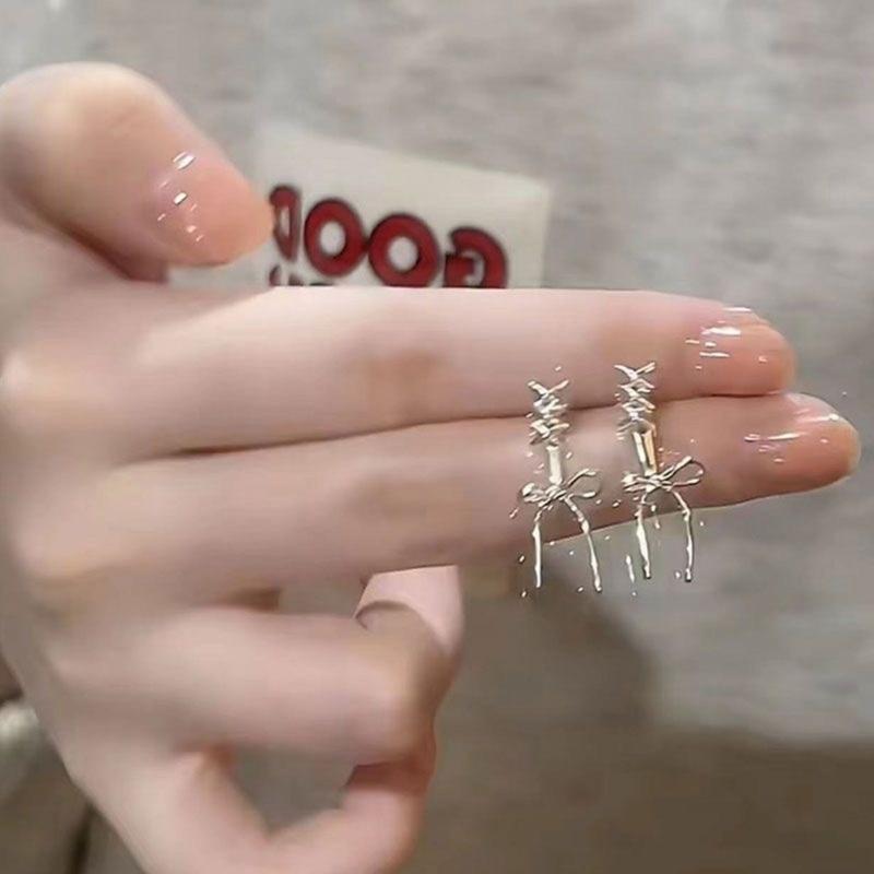 Bowknot Studs Earrings Minimalist Ear Rings Ear Piercing Ornament for Women Girl