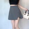 Plus Size Black High-Waist Slit Midi Skirt - Summer 2025 Irregular A-Line Design