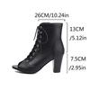 Jazz European and American lace-up fish mouth cool boots  spring and summer hollow short boots thin heels high heels dancing sandals large size