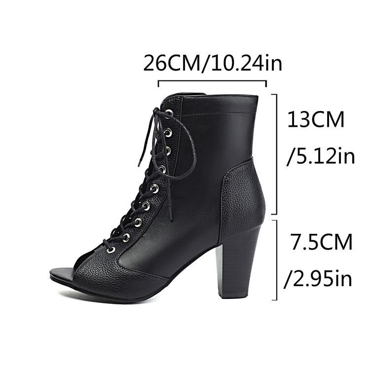 Jazz European and American lace-up fish mouth cool boots  spring and summer hollow short boots thin heels high heels dancing sandals large size