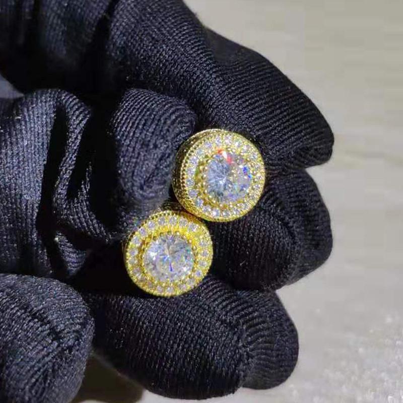 New Hong Kong Style Full Diamond Round Stud Earrings for Women - European & American High-End Hollow Design, Innovative and Stylish Jewelry