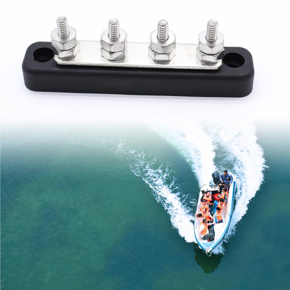 Bus Bar 4 Point Power 4x5mm Buses Bars Distribution Metal Cable Repairing Maintain for Trucks RVs Boats Coaches Car Marine