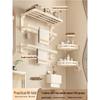 Milk White Punch-Free Wall-Mounted Aluminum Towel Rack Set for Bathrooms