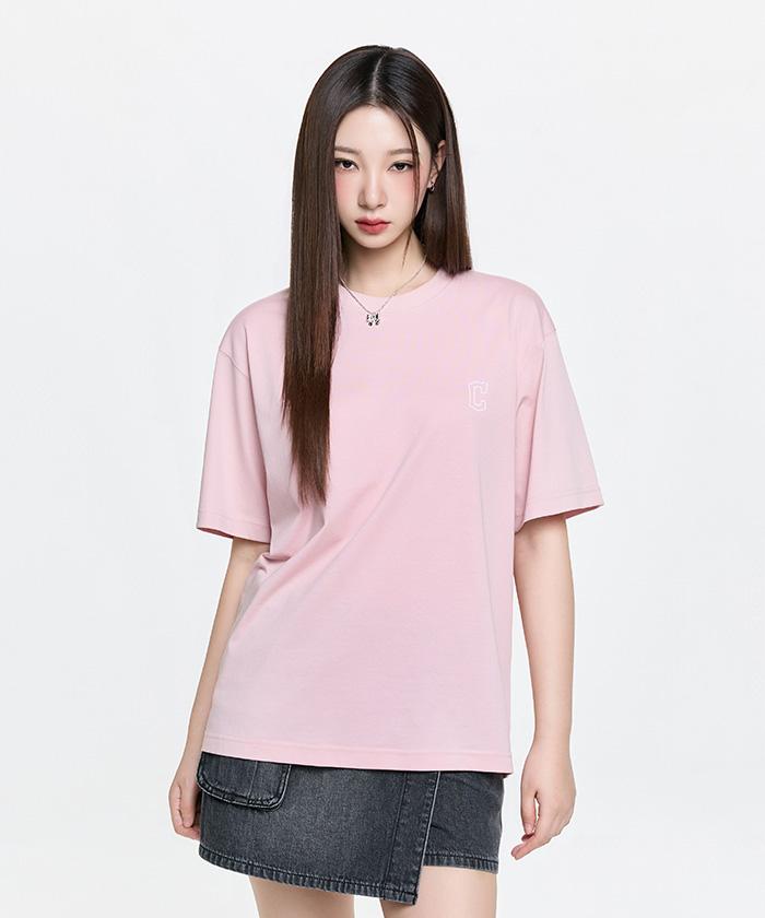Emelbi Basic Lightweight Oversized Short Sleeve T-Shirt Cle (L.Pink)