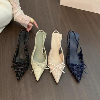 Fashion New Sea Salt Blue Pointed High Heel Sandals for Women Back Hollow Half Headed Single Shoes Fashion Versatile Dress Shoes