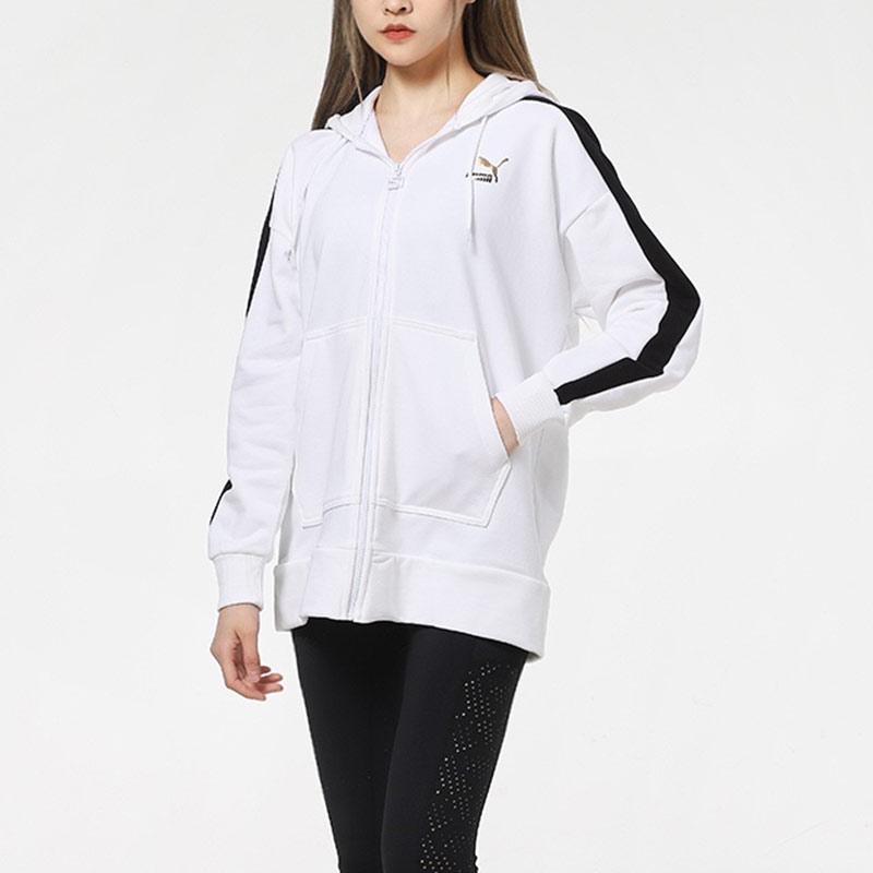 Puma SS21 Side Stripe Zip Hoodie Women Hoodie White 531278-02