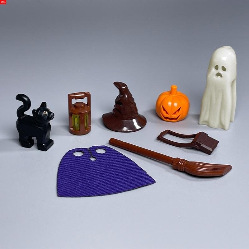 MOC Stenen Magische Hoed 4cm Figuur Draagt Hoofddeksel Lichaam Paarse Kaap Kinderspeelgoed Leren Gericht Bouwstenen Kinderen Cadeaus