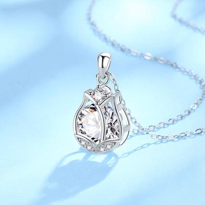 Tulip Necklace Women's Light Luxury Ins Niche Clavicle Chain Rose Diamond Pendant Item Jewelry